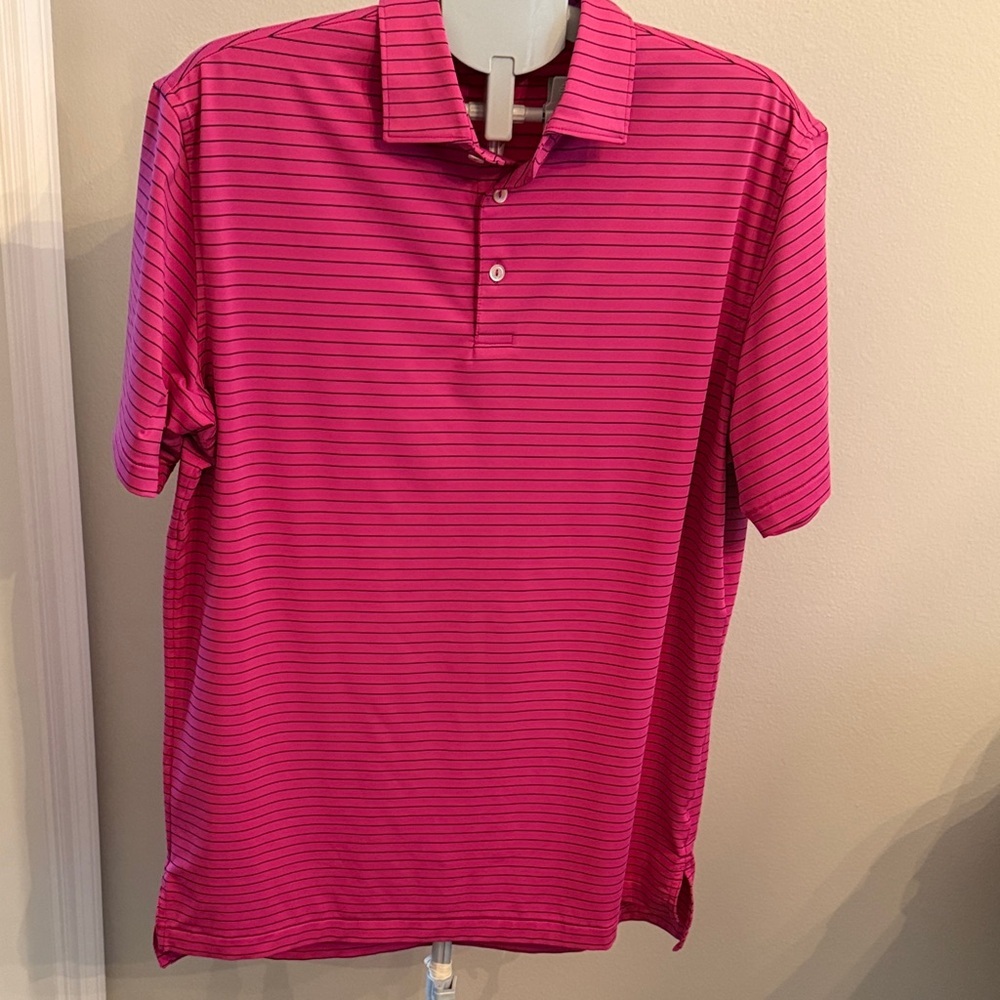 Peter Millar Bold Summer Comfort Pink Striped Polo